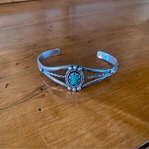 Vintage Native Sterling Silver and Turquoise Bracelet size 6”